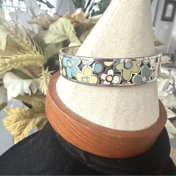 Brighton Flower Bangle Silver Tone Bracelet - Picture 1 of 10